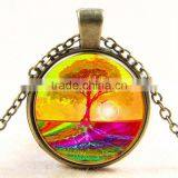 XP-TGN-LT-134 Factory Price Vintage Meaningful Dome Cabochon Mandala Antique Time Gemstone Necklace For Promotional Gift