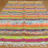 Indian Cotton Chindi Rug Vintage Multi Color Hand Woven Carpet thumbnail-1