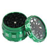 D63mm& H48 mm Aluminium Alloy Flash Logo Cigar Grinder 4-layer Plat Sounder Smoke Grinder as Colorful Cigar Crushing Metal Accessory With White Edge for Tobacco,smoke,cigarette thumbnail-2