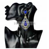 2015 Fashion Costume Jewelry Natural Amethyst Druzy Earring Arete Para Novia Cristal Crystal With Diamante thumbnail-2