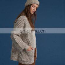 Женский зимний кимоно-карддиган из шерсти и cashmere с рябой трикотажной текстурой thumbnail-2