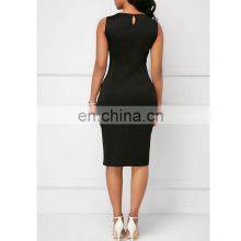 Wholesale Custom Brand Female Slim Fit Pencil Round Neck Sleeveless Party Formal Ladies Office Dress S-5XL thumbnail-4
