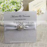Beige Silver Color Ribbon Luxury Bengali Wedding Invitation Card thumbnail-4