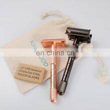 Vintage Rose Gold Color Adjustable Butterfly Open Double Edge Safety Razor thumbnail-5