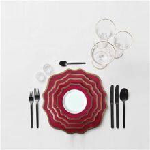 Factory Customized Red Gold Ceramic Dinnerware Plate Set With Sun Flower Design thumbnail-2