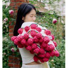 PINK CARNATIONS ROSE CROCHET FLOWER BOUQUET BLANKET thumbnail-2
