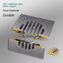Modern 4 Inch Square Full Brass Main Body Floor Drain Factory Price Insect Proof Backflow Proof for Kitchen Bathroom Shower thumbnail-2