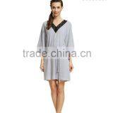 Modal Sleepshirts Sexy Lace Nightskirt for women Three Quarter Sleeve V-neck Nightgown