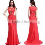 Jewel Illusion Neck Mermaid Chiffon Western Paris Ladies Evening Dress thumbnail-4
