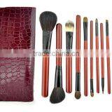 Goat Hair 10 Pcs Wooden Handmade Quality Brushes for Makeup Set