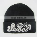 Wholesale custom logo knitted acrylic hat softtextile cap hat