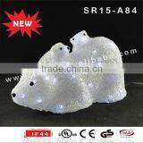 Acrylic Light up LED Bear Carrying Two Babies thumbnail-2