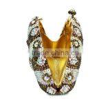 Hard Case Metal Frame Peacock Evening Clutch Bags With Crystal Stones (B1048-G) thumbnail-3