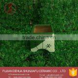 Square Shape Cement Paint Ceramic Glazed Pottery Planter ,Mini Desktop Bonsai Pots thumbnail-1