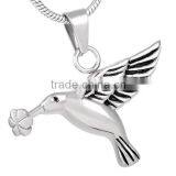 SRP8283 Natural Pet Memorial Cremation Jewelry Peace Dove Stainless Steel Cremation Urn Pendant thumbnail-1