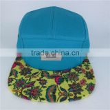 Fashion 5 Panel Cap Hat With Leather Patch Custom Print Logo Wholesale