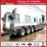 Heavy Duty Tri-axle 60 Ton Low Flatbed Semi Trailer/ Low Bed Truck Trailer for Excavator Transportation thumbnail-3