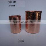 Hammered Finish Solid Copper Candle Holder With Mirror Polish thumbnail-1