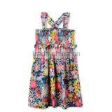 Bright Floral Collage Print Sleeveless Cotton Flower Girls Dress Boutique Girl Clothing Kids Party Dresses HSD5945 thumbnail-3