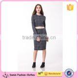 2017 New Arrival Grey Plaid Crop and High Waist Skirt Co-ord Set thumbnail-1