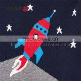 Boys Rocket Ship Design At Front Knitting Pattern Hooded Knitted Sweater thumbnail-2