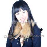 Collar-R6 Winter Morden Ladies Satin Lace Genuine Raccoon Banded Fur Collar thumbnail-1