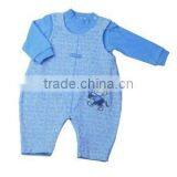 Sky Blue Round Collar 100%cotton Baby Romper thumbnail-1