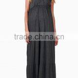 CHARCOAL BOHEMIAN MATERNITY/NURSING MAXI DRESS thumbnail-1