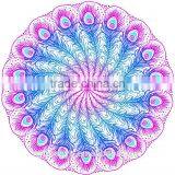 Pink Blue Peacock Shawl Beach Towel/chalu Geometry Round Table Cloth Yoga Mat Beach Towels/lastest Design