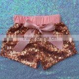 Champagne Pink PEACH Sparkle Sequin SHORTS Girls Birthday Outfit Rose Gold Infant Toddler Baby Girl Short thumbnail-1