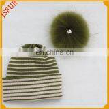 Hot Sale Ribbed Wool Knitted Beanie Bobble Winter Hat thumbnail-5