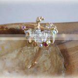 Fashion Gold Plating Colorful Rhinestone Jewelry Ballerina Brooch for Women thumbnail-1