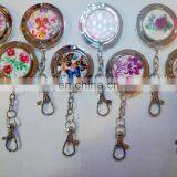Fashion Flower Priting Bag Hook With Keychain