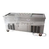2017 CE Certification Фабрика поставляет рулонный коммерческий двойной плоский сковородочный аппарат для приготовления мороженого на сковороде, Тайландский аппарат для приготовления мороженого на сковороде