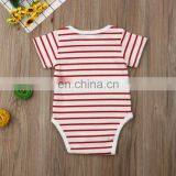2019 Summer Black White Striped "i Love Daddy" Letter Print Kdis Cotton Rompers Baby Short Sleeved Jumpsuits 0-2years thumbnail-3