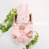 Rabbit Teething Rings Wooden Baby Lovey Comforter Toy Organic thumbnail-5