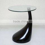 Unique Design Fiberglass Base Glass Side Table Teardrop Coffee Table