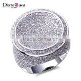 Round Shape CZ Micro Pave Setting Wedding for Bride Very Big Deluxe Statement Ring thumbnail-1