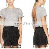 2015 China Manufacturer Customized Ladies Casual Gray Silk Jersey T-shirt thumbnail-1