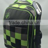 20" Fahion style rolling backpack green check trolley bag travel wheeling luggage