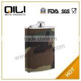 8oz Camo Mini Flask Leather Wine Carrier