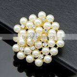 Rhinestone Crystal Wedding Bridal Flower Faux Pearl Brooch Pin thumbnail-1