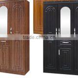 Wardrobe 3 Doors Pvc Coated Dark Beech Color With Middle Ellipse Mirror thumbnail-3