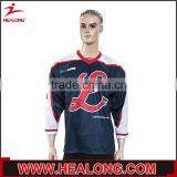 ice hockey t-shirts red neck patches named sublimation printing