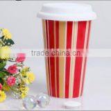 double wall ceramic coffee mug silicone lid