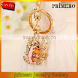 New Fashion Cat Eye Stone Frog Keychain Crystal Purse Bag Key Chain Ring Key Gift