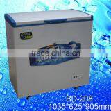 BD-208 Top Open Door Chest Ice Cream Freezer,deep Freezer With Lock&key,interior Lamp,inner Glass Door