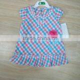 Newest style tops short sleeve for baby girl plaid shirt