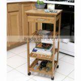 High Quality Bamboo Kitchen Furniture Kitchen Trolley With Draw Multifunction Kitchen Cart thumbnail-4
