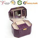 Professional Quality Multi-draw Ring Roll Jewelry Case for Ladies CROCO Pattern PU Leather thumbnail-1